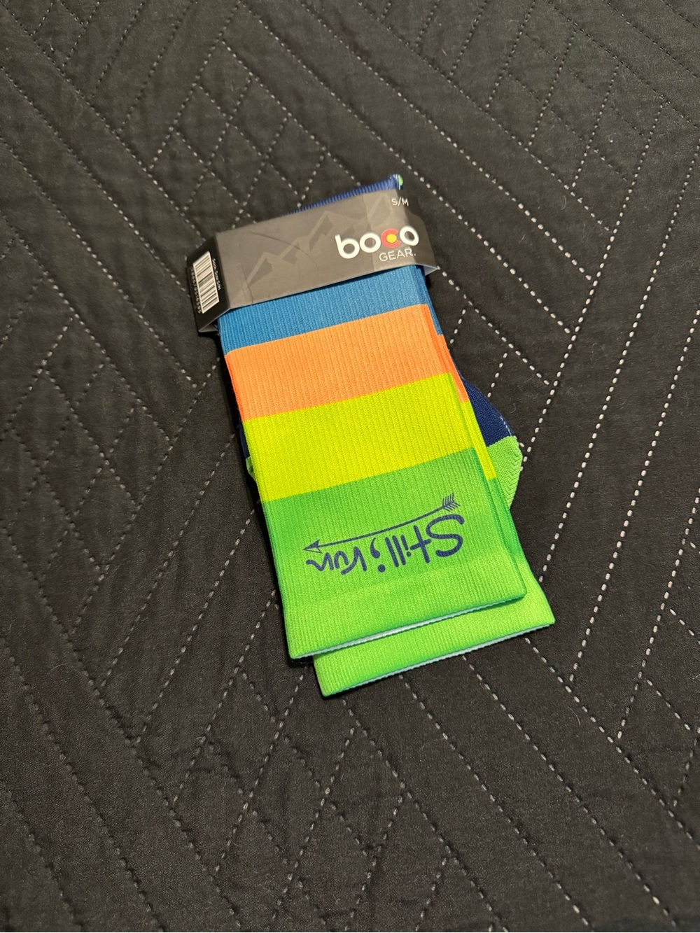 Boo Gear Women's Bright Striped Compression Socks - Green/Blue/Orange